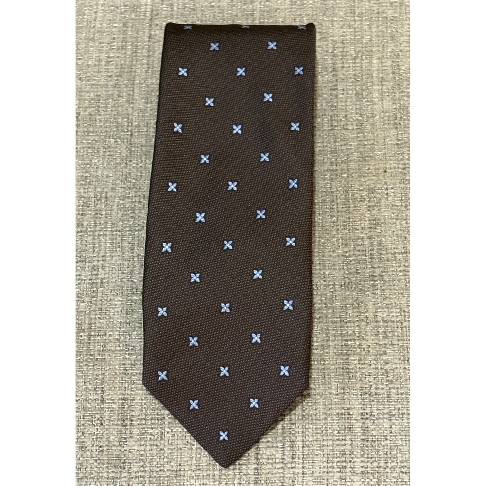 Robert Talbott Best of Class Silk Tie Brown Blue Geometric Handsewn USA Mens